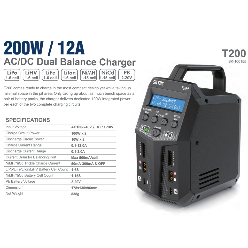 SKY RC T200 AC/DC 12A CHARGER