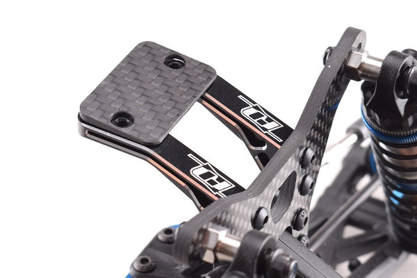 Black aluminium wing mounts with carbon plate (Associated B6 or B6D)