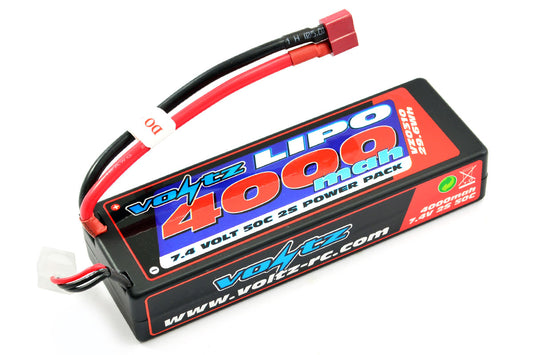 VOLTZ 4000MAH 2S 7.4V 50C HARDCASE LIPO BATTERY STICK PACK