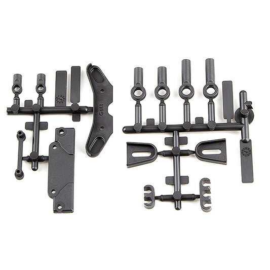 RC10B6.3 Servo Mount Brace, Tower Covers, Wire Clips And Rod Ends