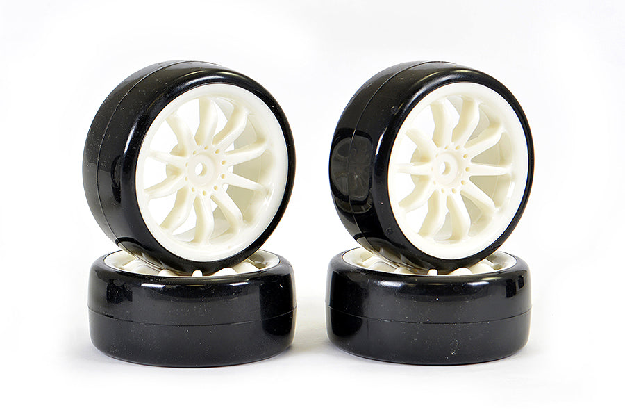 FASTRAX 1/10 STREET/DRIFT 10SP SCALE WHEEL & V2 TYRE WHITE
