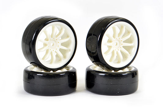 FASTRAX 1/10 STREET/DRIFT 10SP SCALE WHEEL & V2 TYRE WHITE